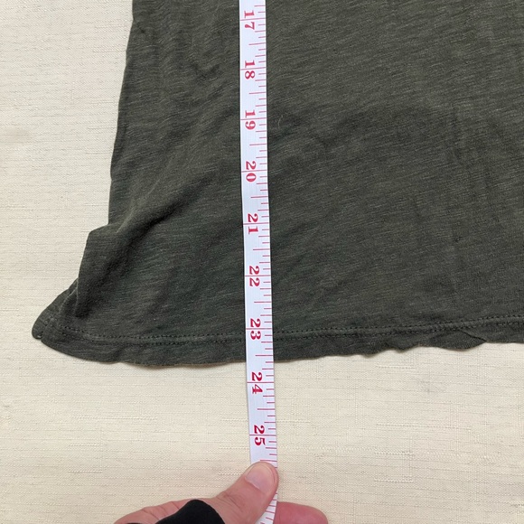 LA Made XS olive v-neck back faux button top - Picture 3 of 10